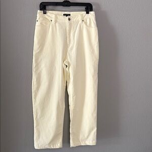 Eileen Fisher Cream organic soft cotton Corduroy Pants high rise